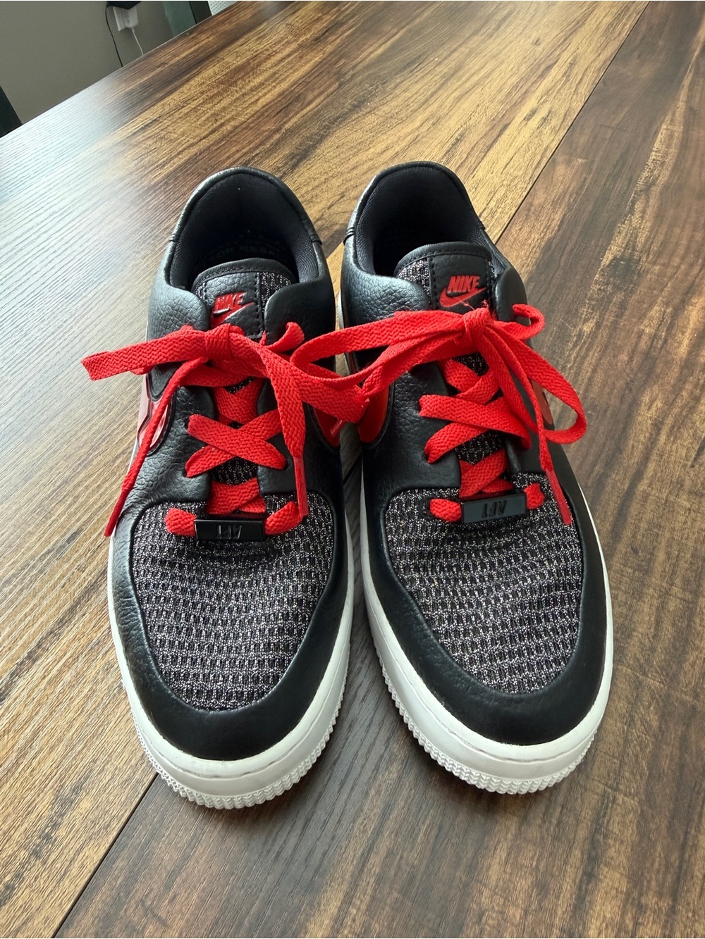 Nike Air Force 1 Sage Low Platform Sneakers Black Red Women’s Size 7 sample